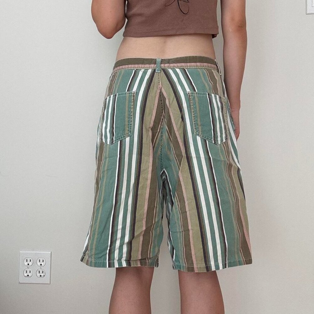 Vintage Reitmans Striped Long Baggy Denim Shorts